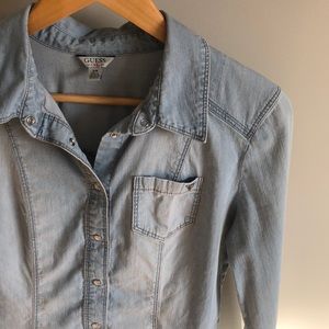 Guess Light Wash Chambray Button Down